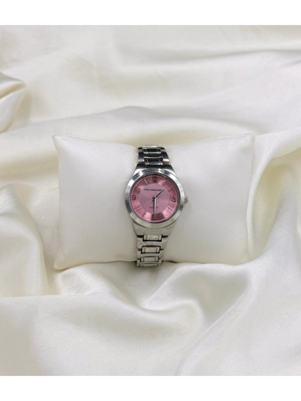 Vintage Mary-Kate and Ashley Pink Dial Watch Y2K McBling Aesthetic Silver Watch